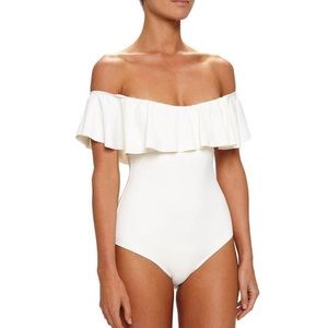 Eberjey Medium Ivory Solid Margarita One-piece Bathing Suit